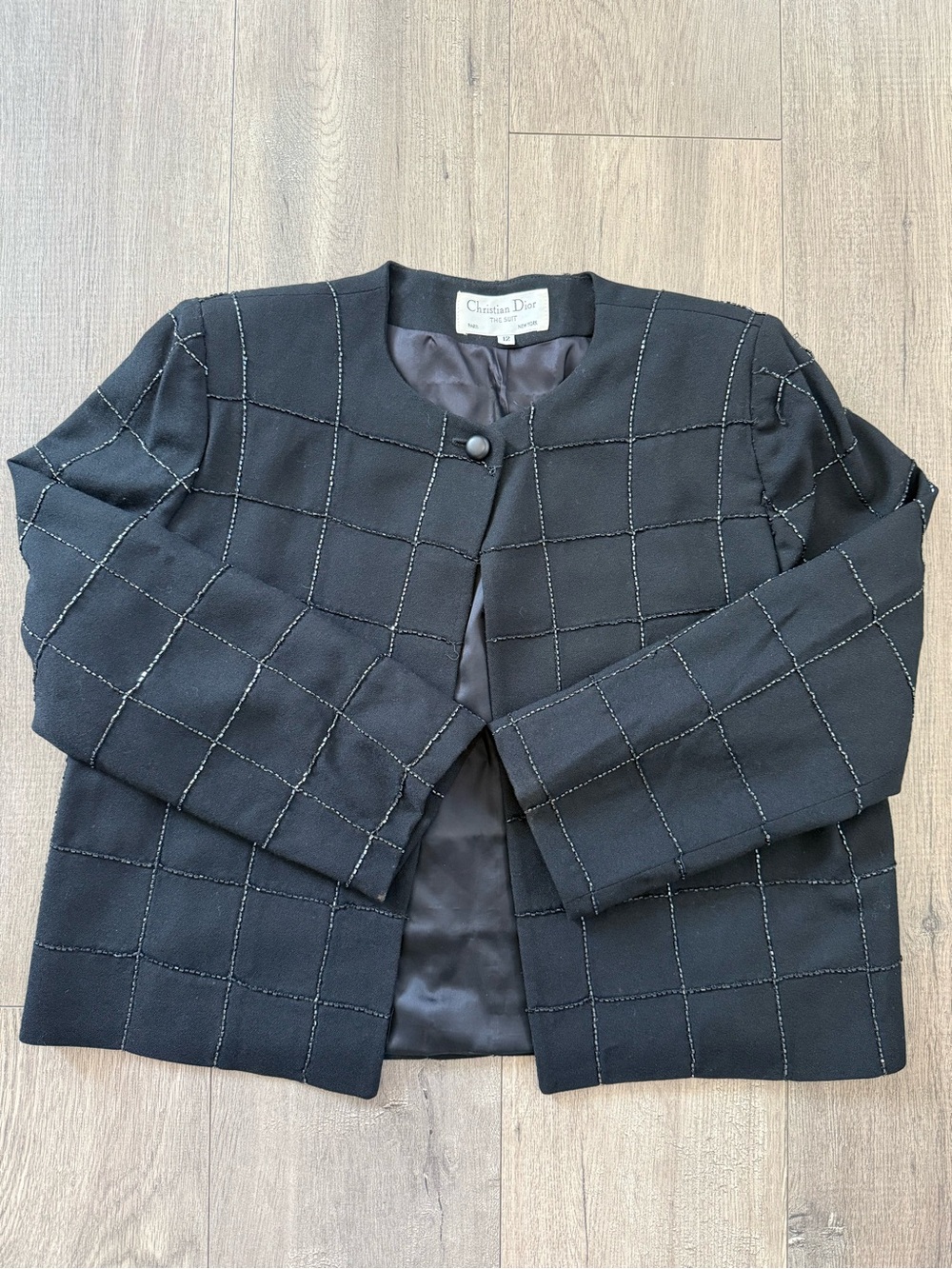 Vintage 1980s/90s Christian Dior “The Suit” Beaded Wool Jacket Black